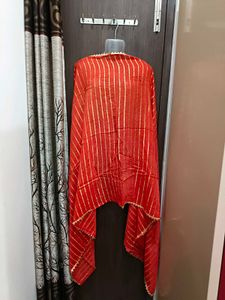 Red & Gold Striped Dupatta
