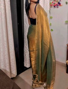 Elegant Gold Saree with blouse piece