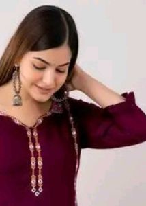 BrandNewCombo-Maroon&amp;Orange Embroidered Kurta+Plaz