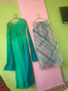 Green Anarkali Suit Set