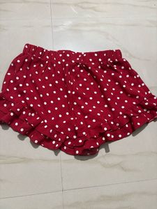 Red Polka Dot Ruffle Shorts