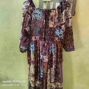 Boho Sheer Floral Print Dress