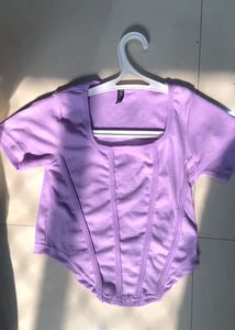 LAVENDER RIBBED CROP TOP💜