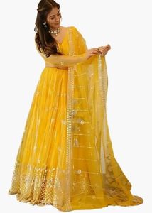 Yellow Embroidered Lehenga Choli Set