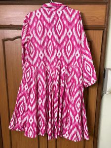 Pink &amp; White Print Button-Down Dress
