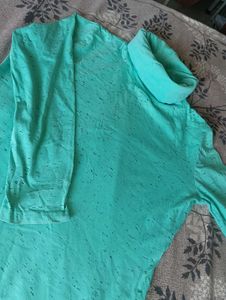 Aqua Cowl Neck Top