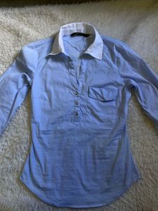 Blue Zara Basic Fitted Shirt