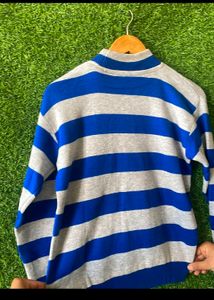 Unisex Blue Grey Color Korean Sweater (S Size)