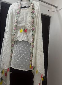 Indo Western Crop Top With Shrug And Garara