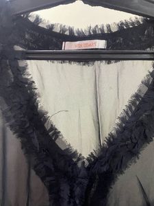 Black Sheer Lace Trim Top