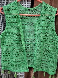 Green Crochet [Machine] Vest