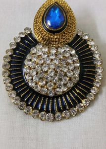 Rhinestone & Blue Gem Brooch