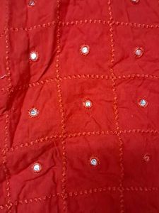 Mirror Work Red Kurti