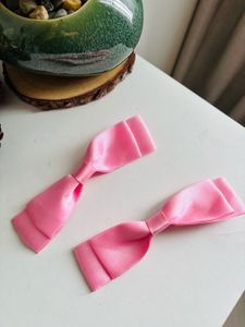Pink Hair Ribbon Clips