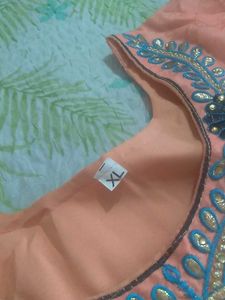 Colour- Fluorescent Orange Kurta