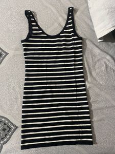 Black and White Striped Bodycon Mini Dress