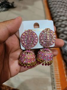 Colourful Jhumka With Stone