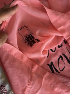 Rio brand Peach Graphic Print two layered top