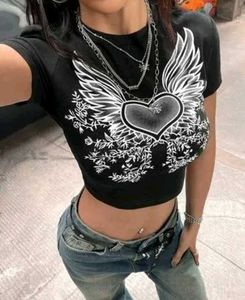 Black Y2k Printed Top