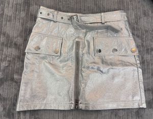 Metallic Silver Mini Skirt