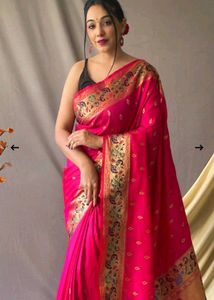 Elegant Pink Silk Saree