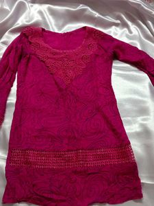 Pink Embroidered Kurta