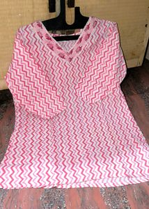 Pink Zigzag Tunic Top