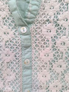 Blue and white striped kurti.