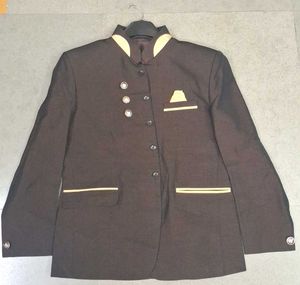 Brown Mandarin Collar Blazer