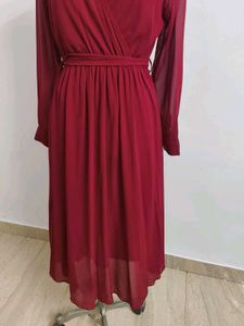 Burgundy Long Sleeve Midi Dress