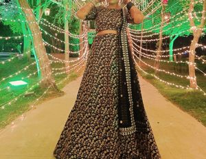 Embroidered Black Golden Lehnga (Fully Stitched)