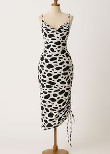 Cowl Neck Mini Dress - Dalmatian Print
