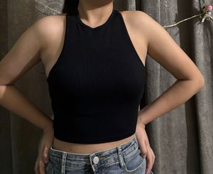 Black Ribbed Tank Top