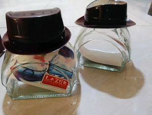 Novelty Lazer glass Jar with Hat
