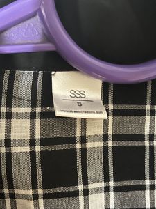Collar Plaid Crop Blazer And Skater Skirt Set