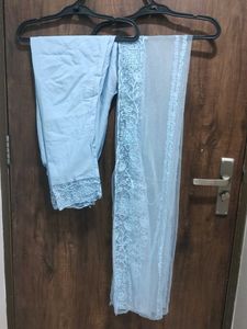 Elegant Light Blue Kurta pant with dupatta set