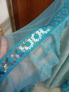 Sky Blue Glitter Silver And Blu Kurta Set