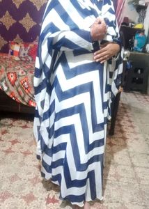 White &amp; Blue Gown Dress