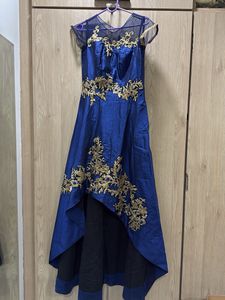 Elegant Blue &amp; Gold Ethnic Gown