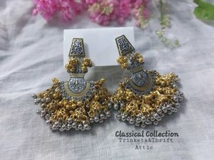 Dual tone Silver-Gold Ghungroo Jhumka Stud Earring