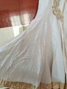 Half White Anarkali Kurti Set