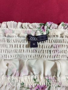 Beige Off Shoulder Floral Top