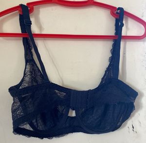 Elegant Navy Blue Lace Bra - Size 38C