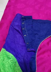 Pink Saree with contrast matching Blouse