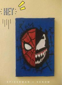 Spider-Man × Venom Mini Canvas Painting 🕷️🎨 |