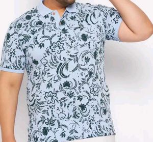 NU EARTH Men's Printed Polo Neck T-shirt