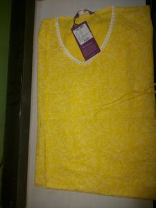 Yellow Printed Cotton Nightdress