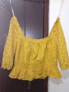 Mustard Embroidered Top