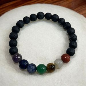 7 Chakra And Lava Beads Bracelet