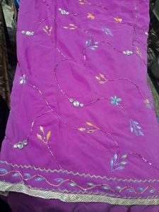 Magenta Embellished Saree